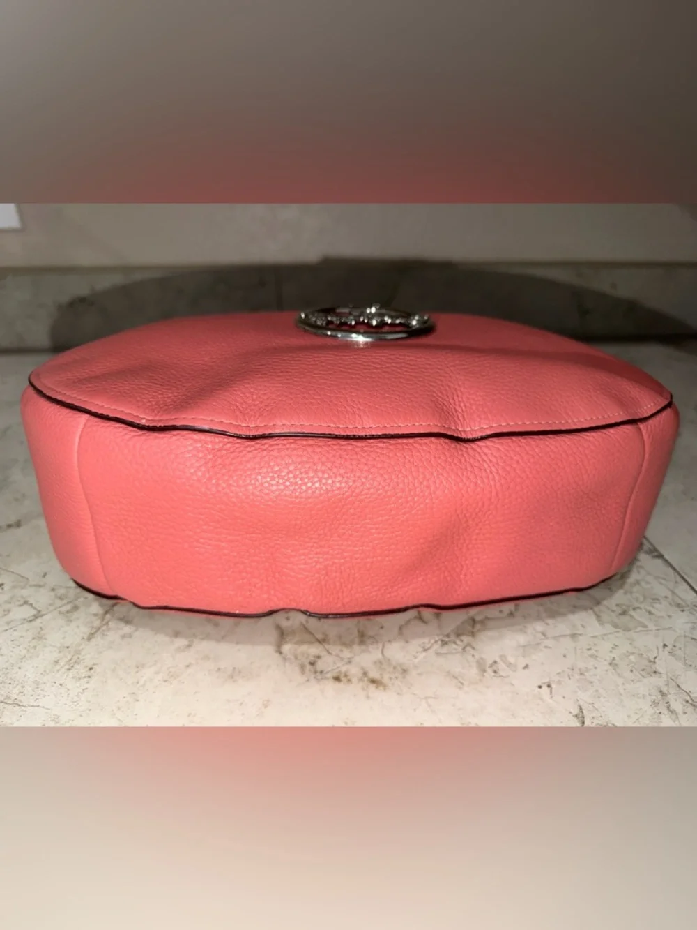 Coach Coral Pink Pebbled Leather Hobo Bag